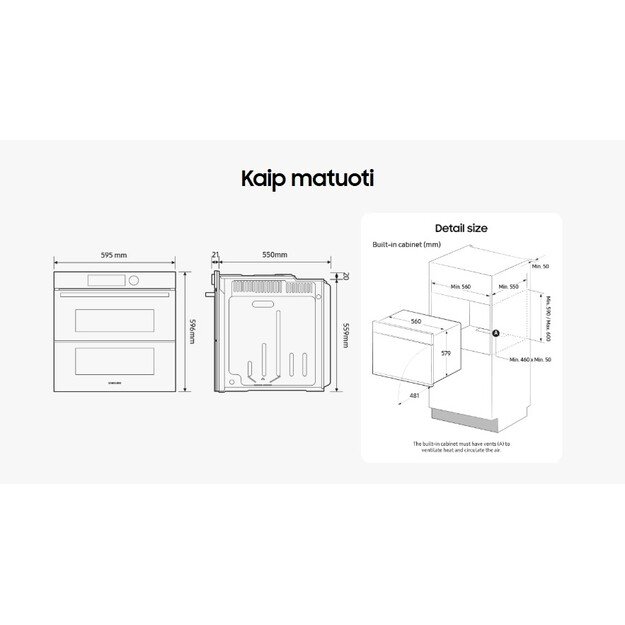Įmontuojama orkaitė Samsung NV7B6795JAK/U3 1