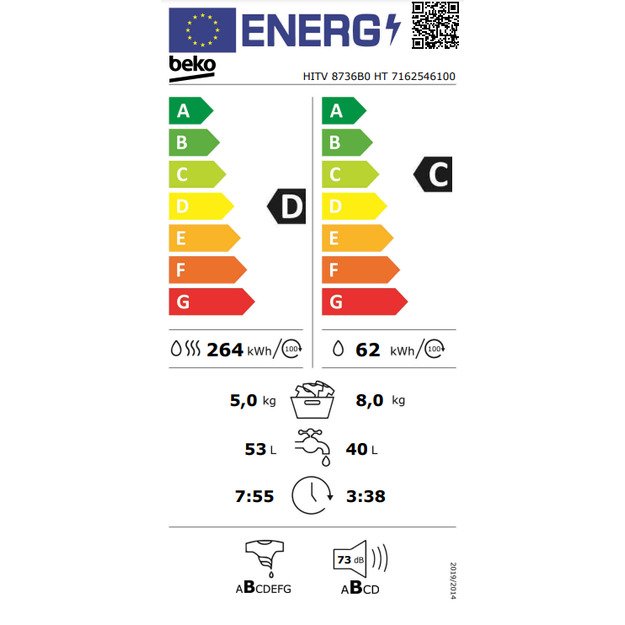 Skalbyklė BEKO HITV8736B0HT