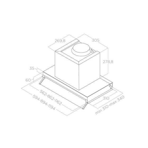 Įmontuojamas gartraukis Elica BOXIN LX/BL MAT/A/60, PRF0172166