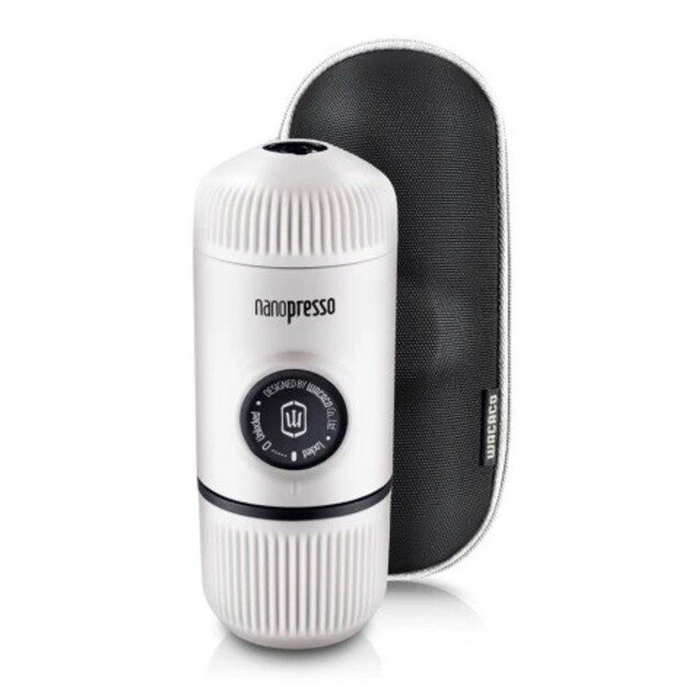 Rankinis maltos kavos aparatas su dėklu WACACO NANOPRESSO CHILL WHITE