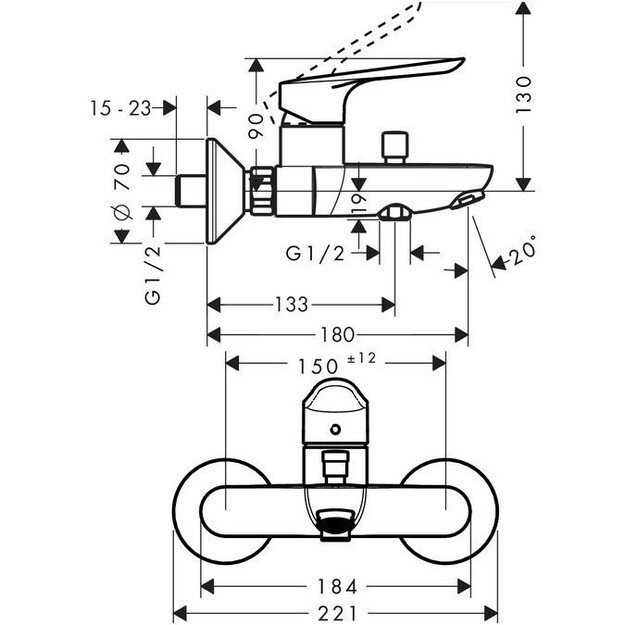 Vonios maišytuvas Hansgrohe Logis E 71403000