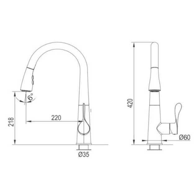 Kitchen faucet with pull-out hose Blue Water Stabili, bronze color, 5901730615937 1