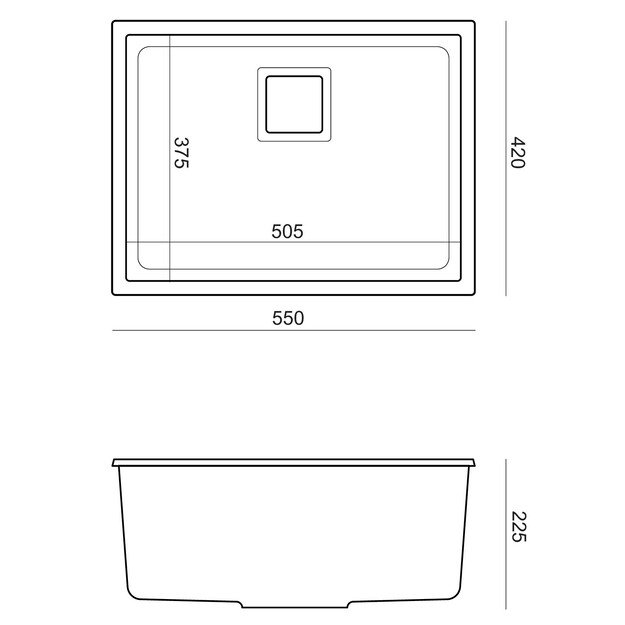 Plautuvė Quadron DAVID 50 HQD5542U7-BS, 550x420x225 anglies juoda/plieno 1