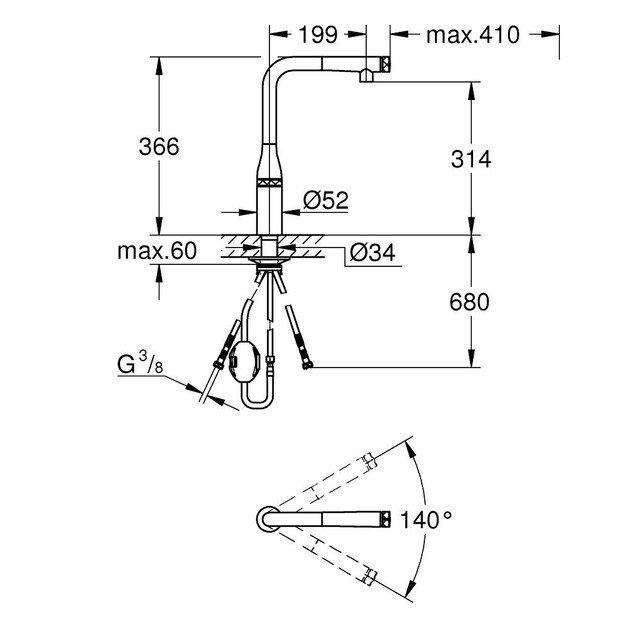 Virtuvinis maišytuvas Grohe ESSENCE SMARTCONTROL 31928KF0, phantom black 1