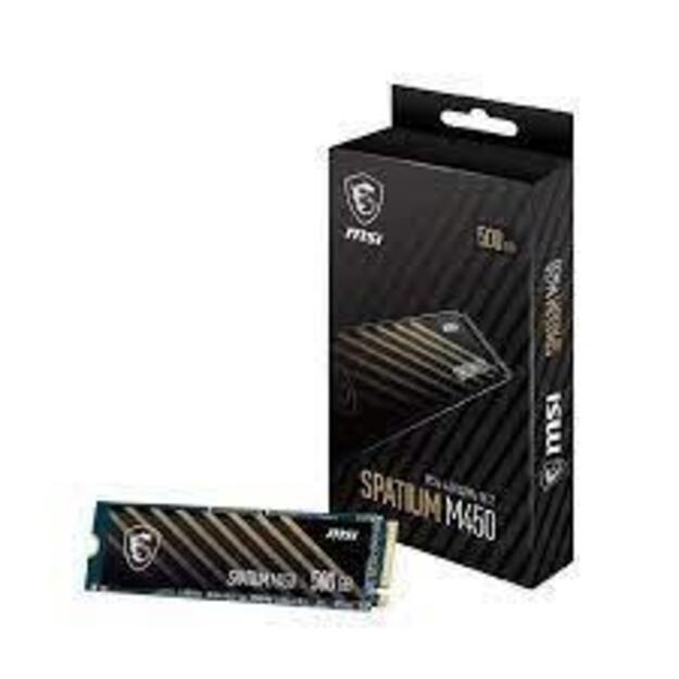SSD|MSI|SPATIUM M450|500GB|M.2|PCIe Gen4|NVMe|3D NAND|Write speed 2300 MBytes/sec|Read speed 3600 MBytes/sec|2.15mm|TBW 300 TB|MTBF 1500000 hours|S78-440K380-P83