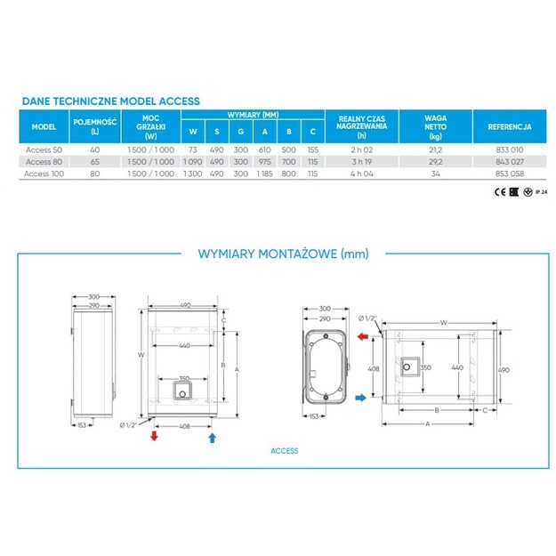 Vertikalus elektrinis plokščias vandens šildytuvas Atlantic FLAT O Pro+ 80 (65L) 843027 1