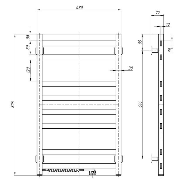 El.rank&scaron;luosčių džiovintuvas Navin Avangard 480*800 kairė juodas 12-228150-4880 5