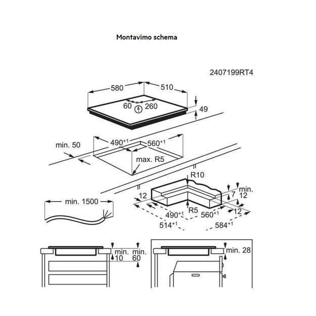 Įmontuojama indukcinė kaitlentė AEG TI64IB10IZ 3