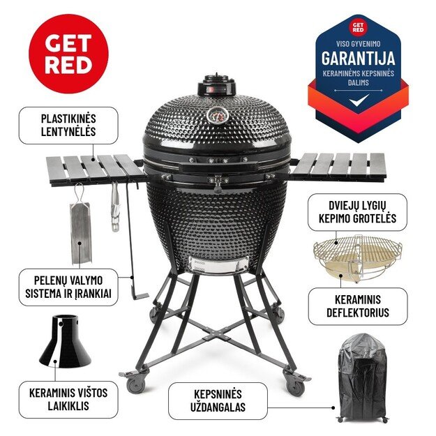 Kamado tipo keramikinė kepsninė GET RED 24  (60 CM)