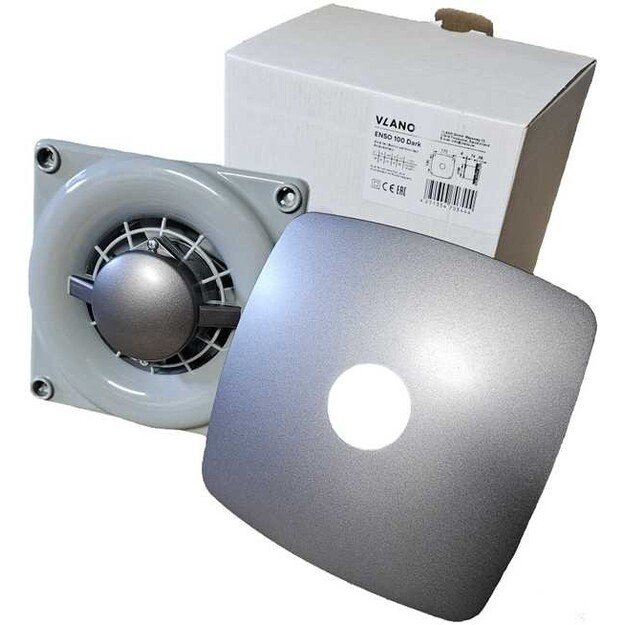 Vonios kambario ventiliatorius Vlano ENSO 125 BL TH (su laikmačiu ir drėgmės jutikliu) 125 mm, juod 4