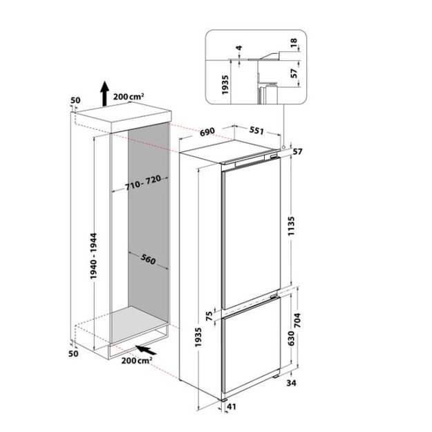 Įmontuojamas šaldytuvas Whirlpool WH SP70 T121 3