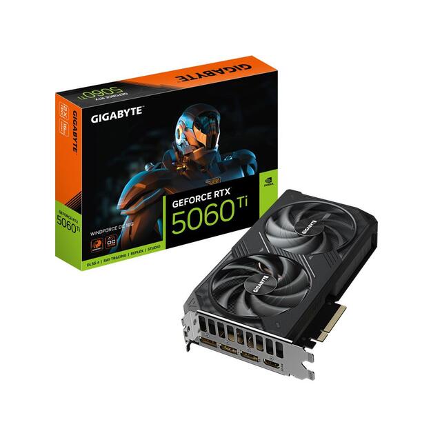 Graphics Card|GIGABYTE|NVIDIA GeForce RTX 5060 Ti|16 GB|GDDR7|128 bit|PCIE 5.0 16x|GPU 2587 MHz|Dual Slot Fansink|1xHDMI|3xDisplayPort|GV-N506TWF2OC-16GD1.0