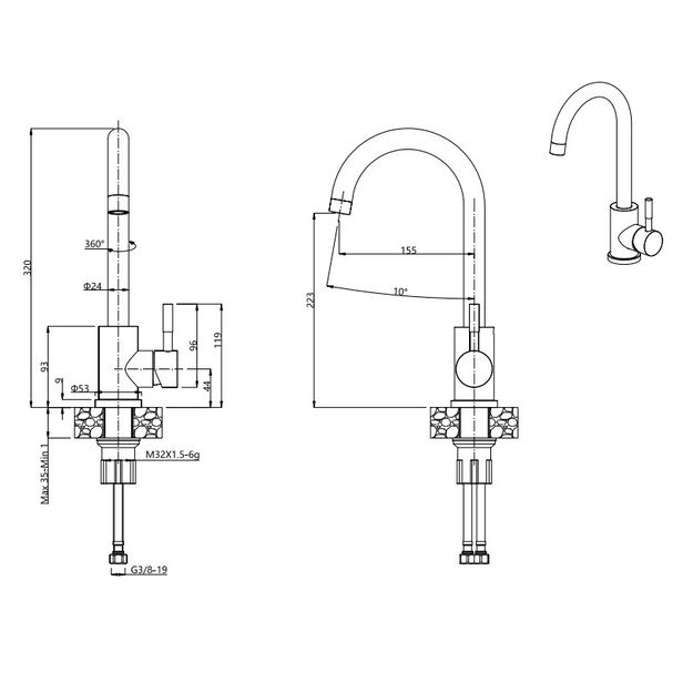 Plautuvė su maišytuvu Quadron GO MAX VERY BLACK, TQ7744GMBLM 2