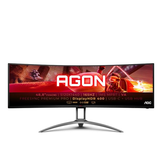LCD Monitor|AOC|AG493UCX2|48.8 |Gaming/Curved|Panel VA|5120x1440|32:9|165Hz|Matte|4 ms|Speakers|Swivel|Height adjustable|Tilt|Colour Black|AG493UCX2