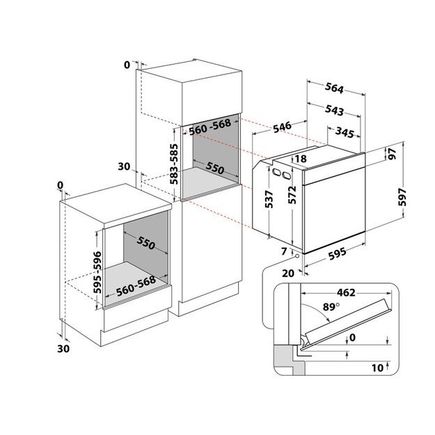 Įmontuojama orkaitė Whirlpool WOI4S8HM2SWA 7
