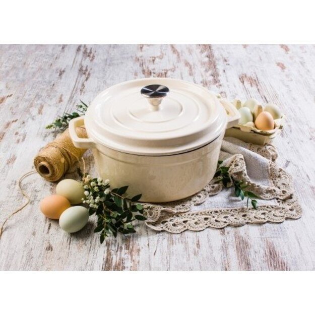 Grandfeu ketaus puodas, 4.7L, baltas 4