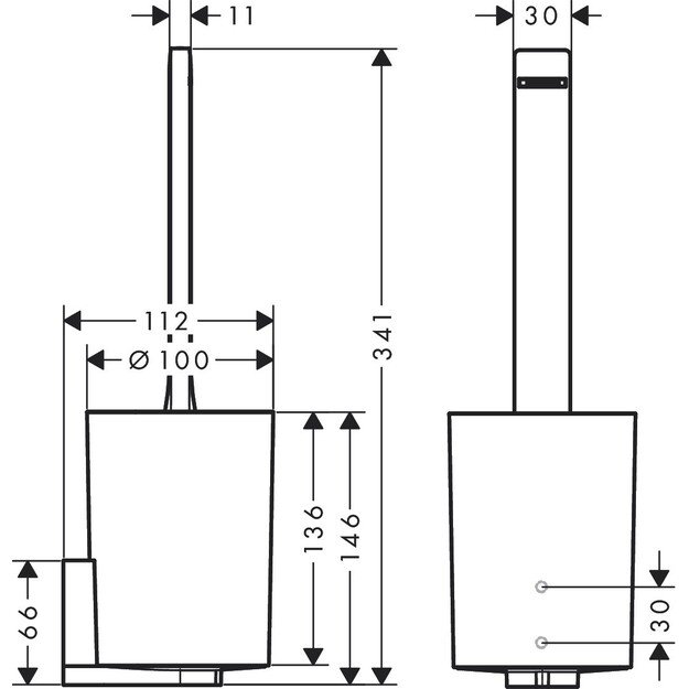 WC šepečio ir laikiklio komplektas Hansgrohe WallStoris, 27927670, juodas matinis 1
