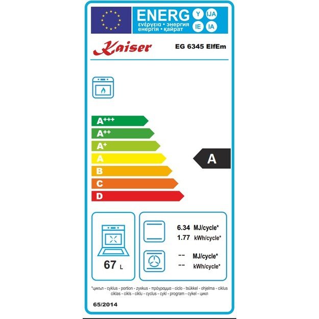 Įmontuojama dujinė orkaitė Kaiser EG 6345 ElfEm 5