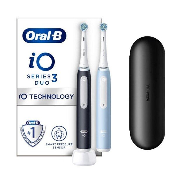 Elektrinis dantų &scaron;epetėlis Oral-B iO3 Matt Black/Ice Blue Duo
