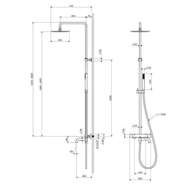 Termostatinė du&scaron;o sistema Omnires Y1234CPB 1
